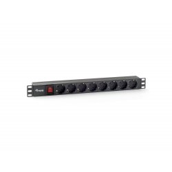 EQUIP Power Strip 8bay CEE7/4 w. switch, 1,8m cable, black (19")