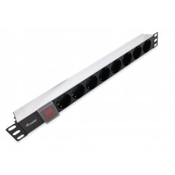 EQUIP Power Strip 8bay CEE7/4 w. switch, 1,8m cable, aluminium (19")
