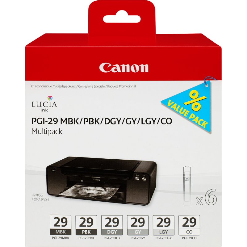 Canon PIXMA/PRO-1 MultiPack PGI-29 MBK/PBK/DGY/GY/LGY/CO