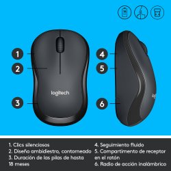 LOGITECH RATON M220 OPTICO WIRELESS SILENT GRIS