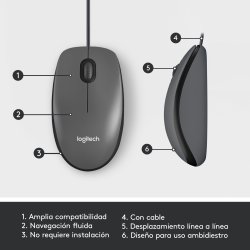 LOGITECH Raton m100 optico usb 2.0 1000dpi negro