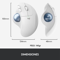 LOGITECH Raton Trackball Inalambrico ERGO M575/ Hasta 2000 DPI/ Blanco Crudo