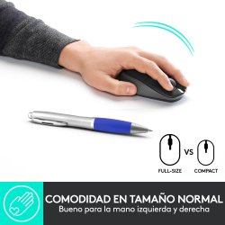LOGITECH RATON  M190 FULL SIZE OPTICO WIIRELES INALAMBRICO GRIS OSCURO