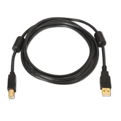 AISENS - CABLE USB 2.0 IMPRESORA ALTA CALIDAD CON FERRITA, TIPO A/M-B/M, NEGRO, 5.0M
