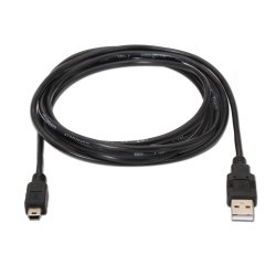 AISENS - CABLE USB 2.0, TIPO A/M-MINI B/M, NEGRO, 0.5M