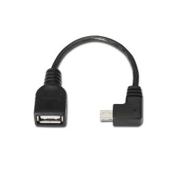 AISENS - CABLE USB 2.0 OTG ACODADO, TIPO MINI B/M-A/H, NEGRO, 15CM