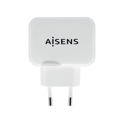 AISENS - CARGADOR USB 17W 5V/3.4A, 2xUSB CON CONTROL AI, BLANCO