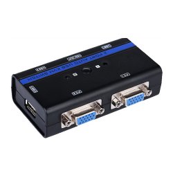 AISENS - CONMUTADOR KVM VGA USB 1U-2PC+CABLE, NEGRO