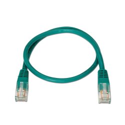 AISENS - CABLE DE RED LATIGUILLO RJ45 CAT.5E UTP AWG24, VERDE, 0.5M