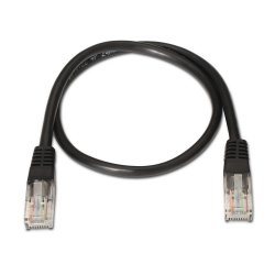 AISENS - CABLE DE RED LATIGUILLO RJ45 CAT.5E UTP AWG24, NEGRO, 0.5M