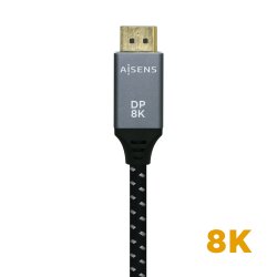 AISENS - CABLE DISPLAYPORT V1.4 8K@60HZ, DP/M-DP/M, GRIS/NEGRO, 1.5M