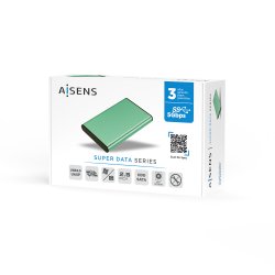 AISENS CAJA EXTERNA 2,5&quot  ASE-2525BWN 9.5MM SATA A USB 3.0/USB3.1 GEN1, VERDE PRIMAVERA