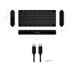 AISENS CAJA EXTERNA M.2 RGB GAMING ASM2-RGB011GR SATA/NVME A USB3.1 GEN2, NEGRA