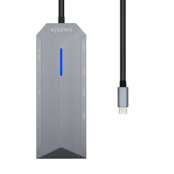 AISENS - USB-C DOCK 8 EN 1, USB-C A 1xHDMI, 1xRJ45, 3xUSB, 1xPD, 1xSD, 1xMICRO SD, GRIS, 15CM