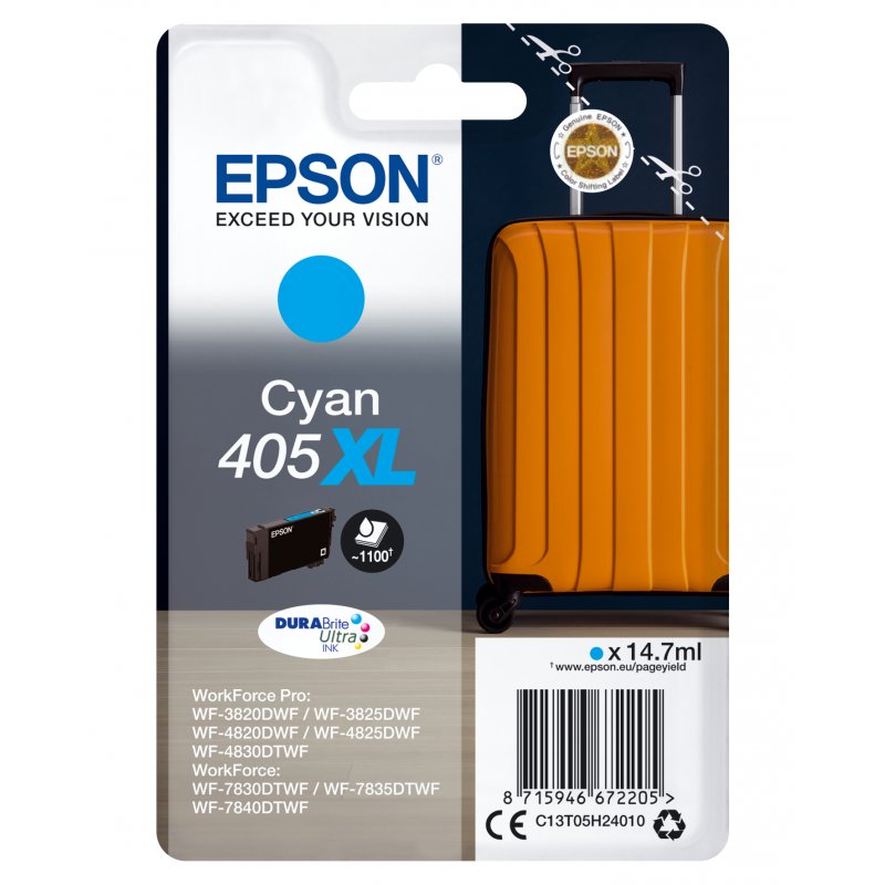 EPSON Singlepack Cyan 405XL DURABrite Ultra Ink