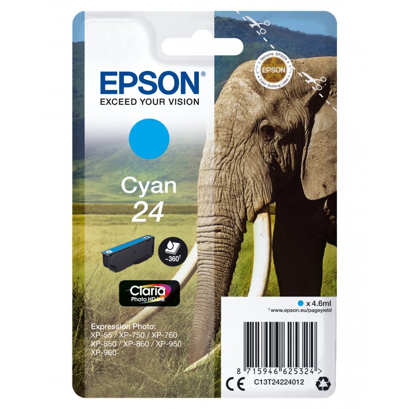 Epson Claria Photo HD Ink Cartucho Cian 24   Expression Photo XP-950