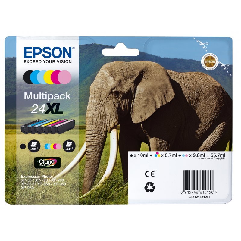 Epson Claria Photo HD Ink Cartucho Multipack 6 Colores 24XL Expression Photo XP-760/950