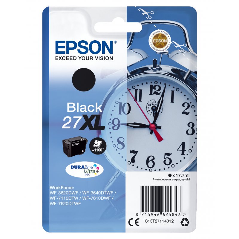 Epson WorkForce WF-3000 y WF-7000 Cartucho Negro de Alta Capacidad nº27XL (etiqueta RF)