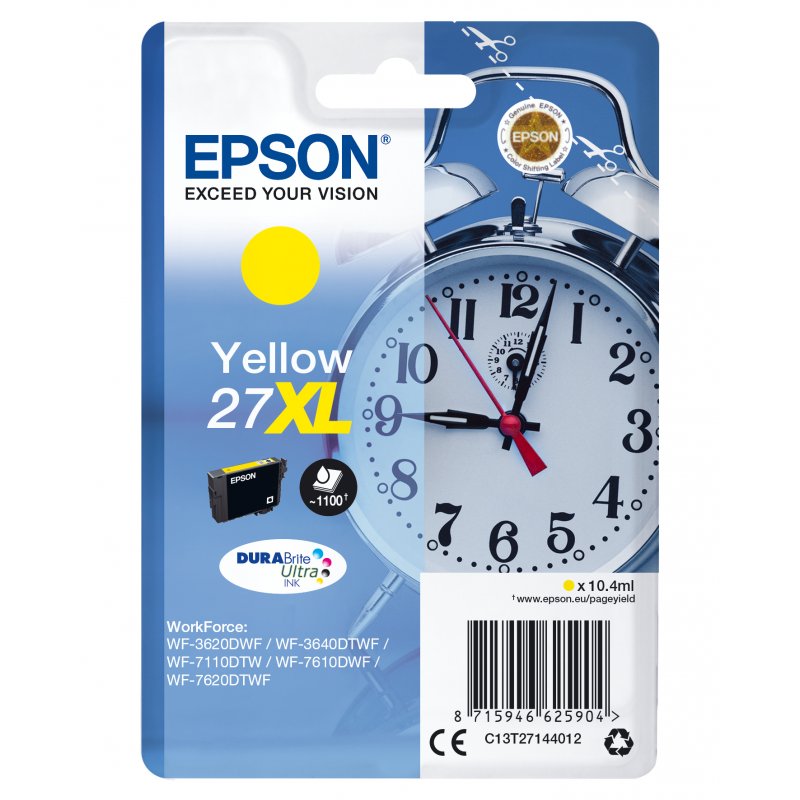 Epson WorkForce WF-3000 y WF-7000 Cartucho Amarillo de Alta Capacidad nº27XL (etiqueta RF)