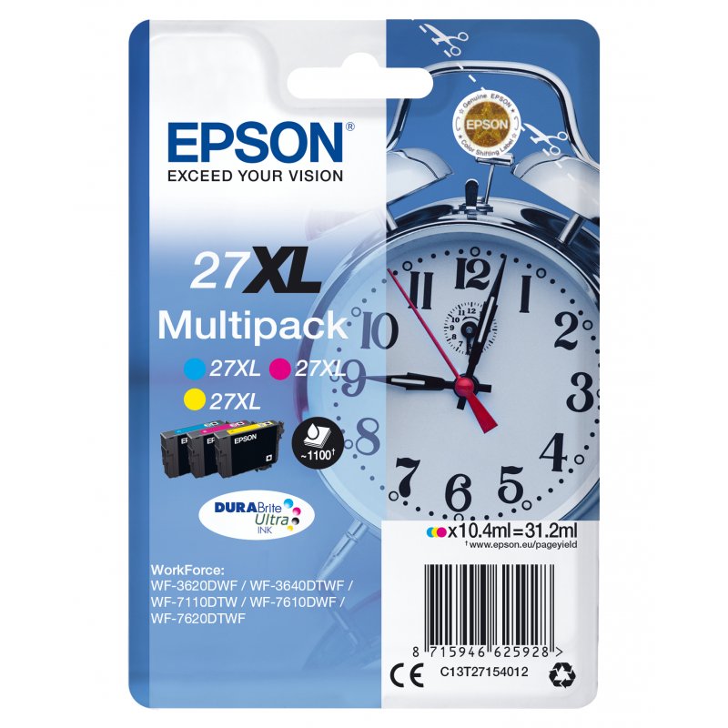 Epson WorkForce WF-3000 y WF-7000 Multipack (C,M,Y)de Alta Capacidad nº27XL