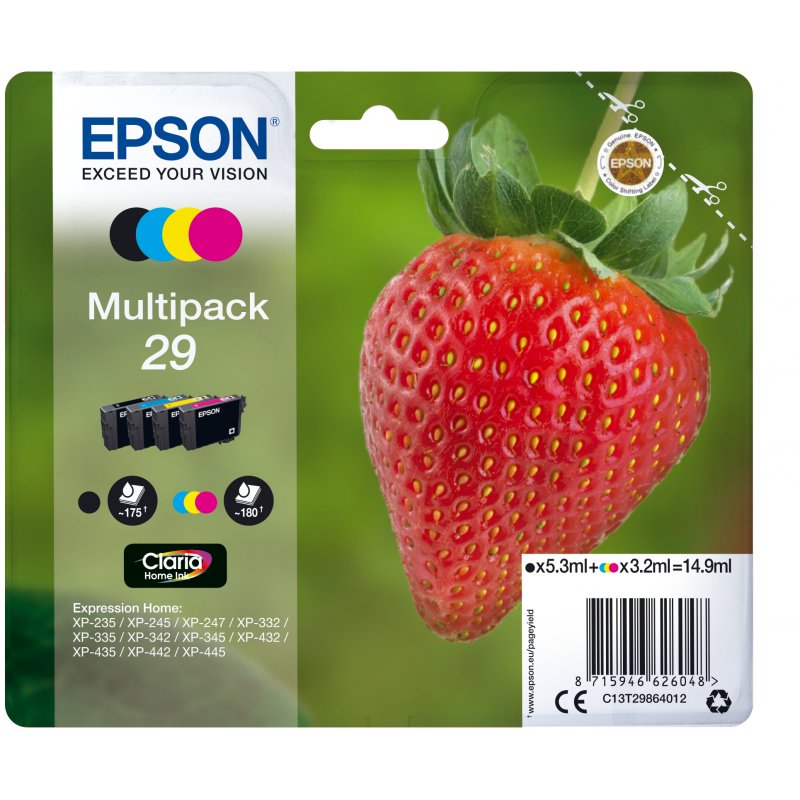 EPSON Expression Home XP-235,XP332,XP432,XP435 Cartucho Multipack 4 colores nº29