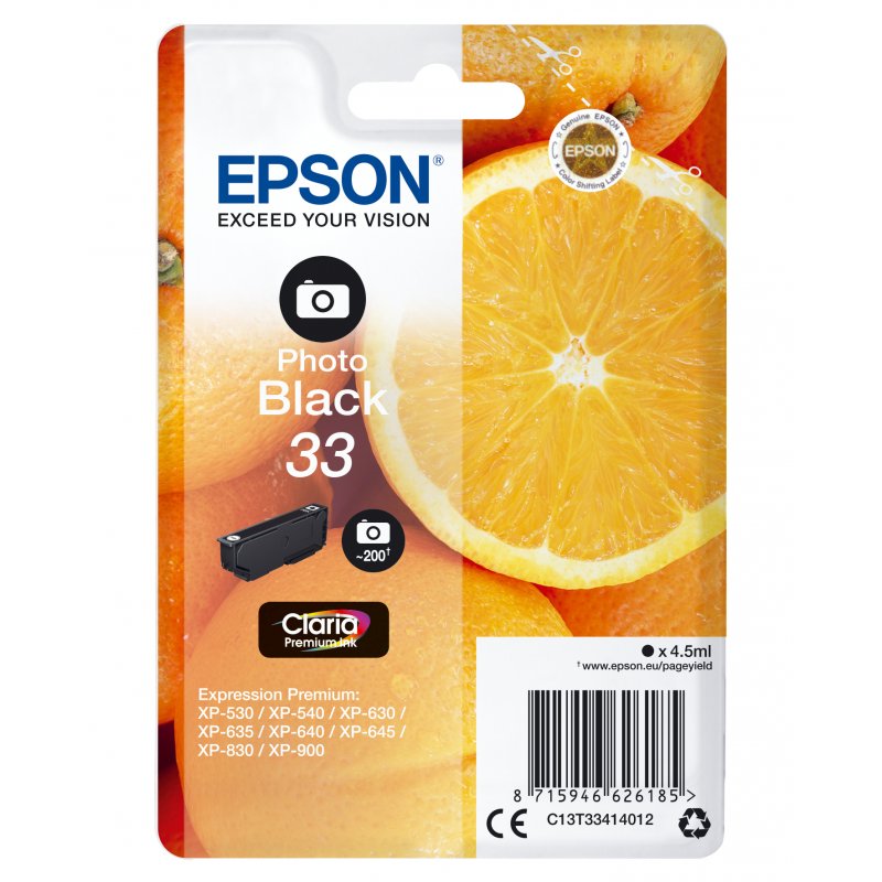 EPSON Expression Home XP-530/XP630/XP635/XP830 Cartucho Negro Foto Nº33 RF+AM