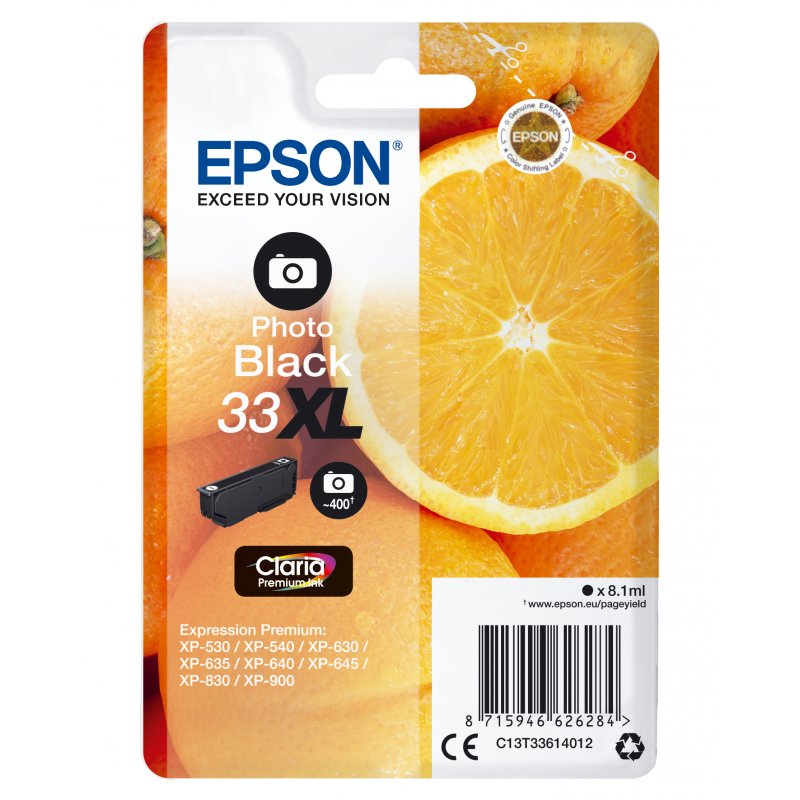 EPSON Expression Home XP-530/XP630/XP635/XP830 Cartucho Negro Foto 33XL