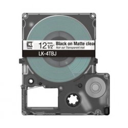 EPSON Cartucho de etiquetas Matte Tape   Clear/Black 12mm(8m)   LK-4TBJ