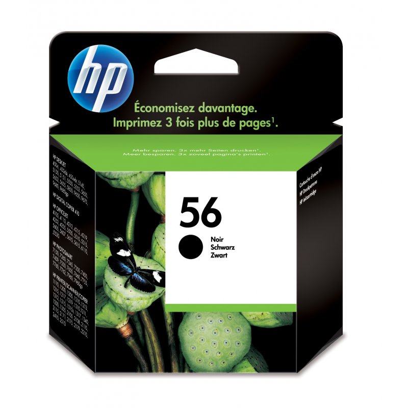 HP Deskjet 5150/5550/5652/5850, PhotoSmart 7150/7350/7345/7530/7550, PSC-1110 Cartucho Negro Nº56