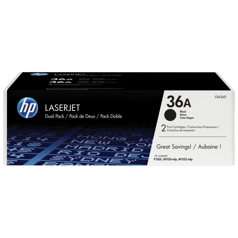 HP Laserjet P1505/M1522/M1120 Toner negro Pack-2
