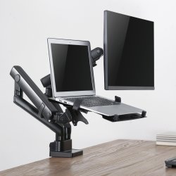 AISENS - SOPORTE DE MESA PRO CONTRAPESO GIRATORIO E INCLINABLE PARA PORTATIL Y MONITOR/TV 8KG DE 17-