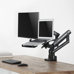 AISENS - SOPORTE DE MESA PRO CONTRAPESO GIRATORIO E INCLINABLE PARA PORTATIL Y MONITOR/TV 8KG DE 17-