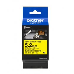 BROTHER Cinta tubo termorretractil. Texto negro sobre fondo amarillo. PTE300, PTE550W, PTP750W, PTP9