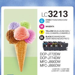 BROTHER Pack  cartuchos de tinta negro, cian, magenta y amarillo LC3213VAL