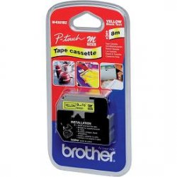 BROTHER Cinta No laminada amarillo/negro 9mm, 8m