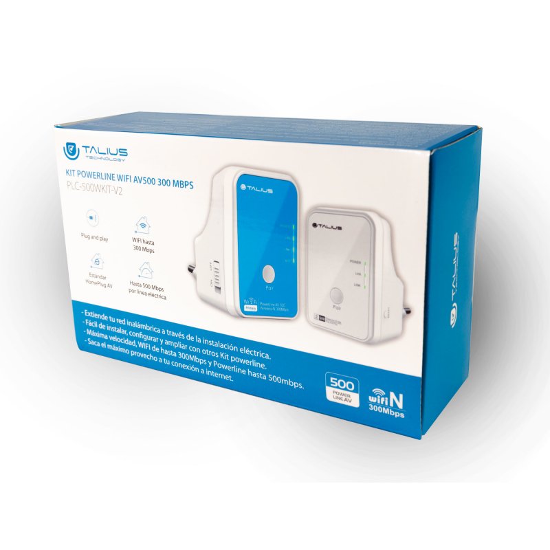 Talieus Talius redes PLC Kit AV500Mbps+AV300Mbps (1 wifi) PLC-500WKIT-V2