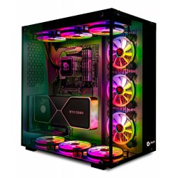 Talius caja Atx gaming Cronos Negra RGB cristal templado USB 3.0 (Incluye 3 ventiladores)