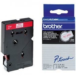 BROTHER Cinta laminada blanco/rojo 12mm, 7,7m
