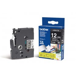 BROTHER Cinta laminada Negro / blanco 12 mm