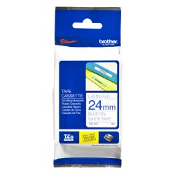 BROTHER Cinta laminada blanco/azul 24mm
