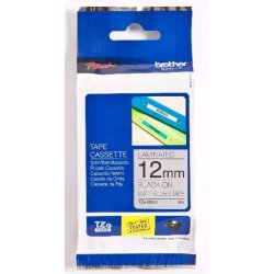 BROTHER Cinta laminada  Plata / negro (Metalica) 12mm