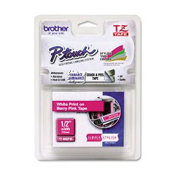 BROTHER Cinta laminada Rosa/Blanco mate 5m, 12mm