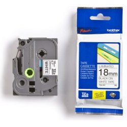 BROTHER Cinta No laminada blanco/negro 18mm