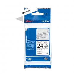 BROTHER Cinta de tela satinada no adhesiva Texto negro sobre tejido blanco. Ancho: 24mm