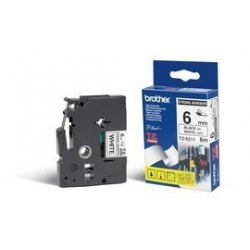 BROTHER Cinta laminada Blanco / negro (Superadhesiva) 6mm