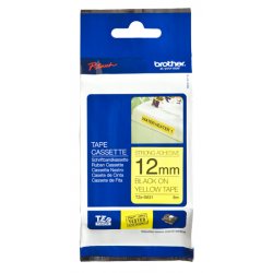 BROTHER Cinta laminada Amarillo / negro (Superadhesiva) 12mm