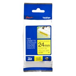 BROTHER Cinta laminada Amarillo / negro (Superadhesiva) 24mm