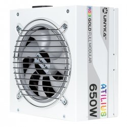 UNYKACH Fuente de alimentacion Gaming Atilius RGB 650W-WHITE -92% Eficiencia 140mm Full Modular