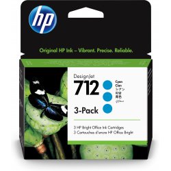 HP DesignJet T200/T600, 3 Pack Cartuchos Cian 712