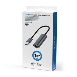 AISENS - CONVERSOR USB 3.0 A ETHERNET GIGABIT 10/100/1000 MBPS, GRIS, 15CM
